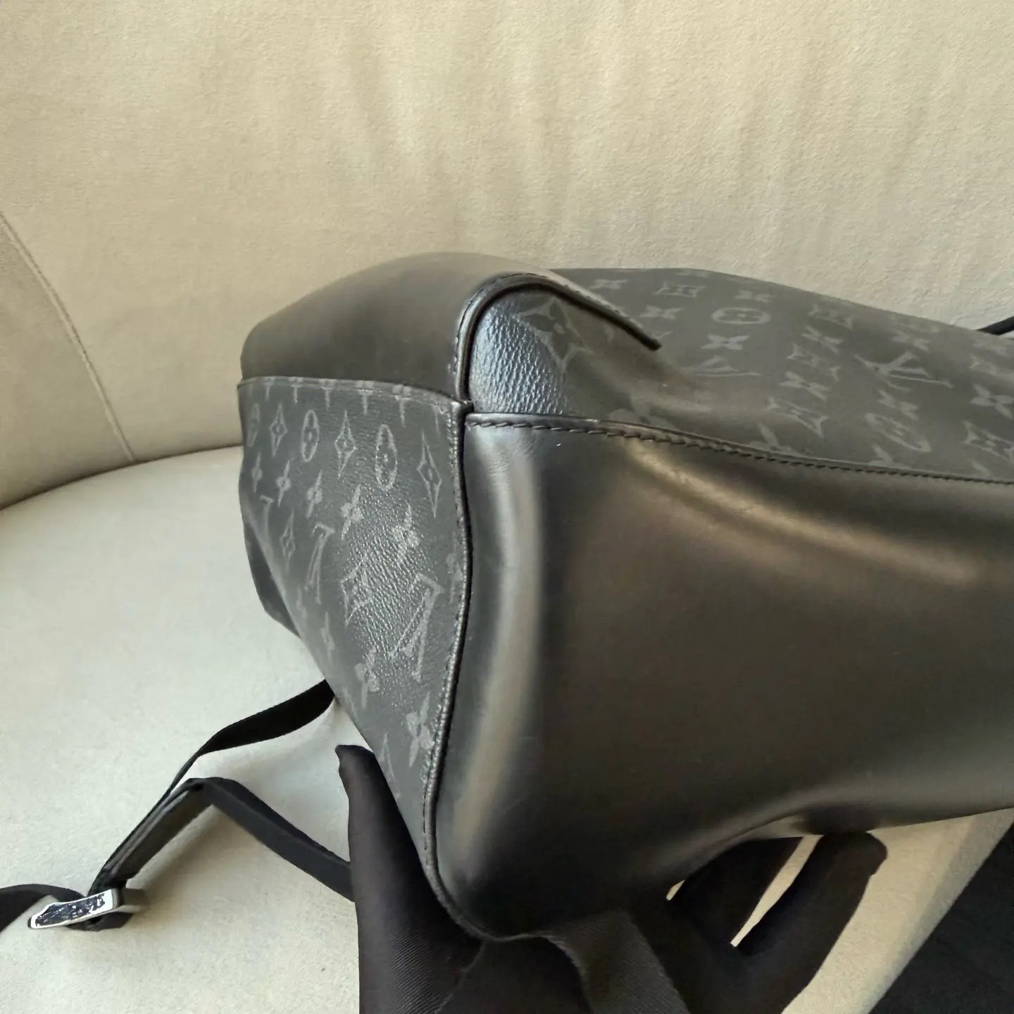Authentic Sleek LV Eclipse Backpack Crafted Black… - image 22