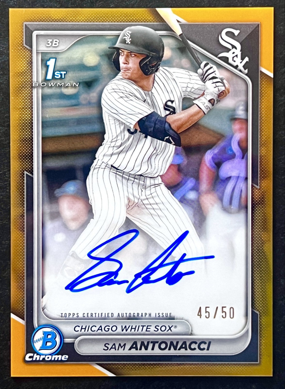 SAM ANTONACCI 2024 1st Bowman Draft #CPA-SA Chrome Gold Refractor RC AUTO /50