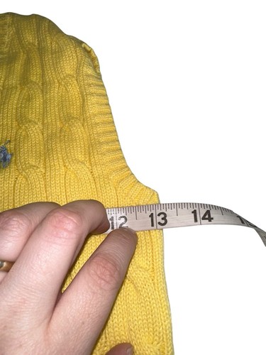 Polo Ralph Lauren Boys V Neck Cotton Cable Knit Vest Sz 5 Yellow W/ Blue Pony - Picture 6 of 7