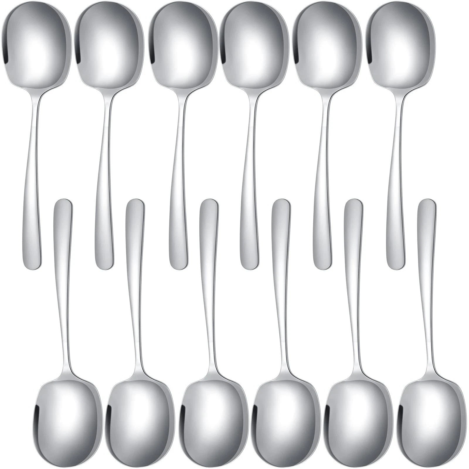12 Pcs Stainless Steel Serving Spoons Set for Buffet 8.3 Inches Large Serving...