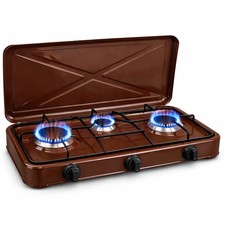 Fornello Cucina Gas 3 Fuochi Fornelli Colore Marrone e Pomelli Regolabili GPL