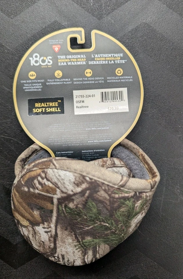 Calentadores de oreja detrás de la cabeza 180 unisex ajustables Realtree camuflados orejeras nuevos con etiquetas Foto 2 de 3