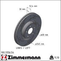 Zimmermann 100.3356.54 Bremsscheibe FüR Audi Porsche A5 A4 B8 A6 C7 A7 Q5 Macan