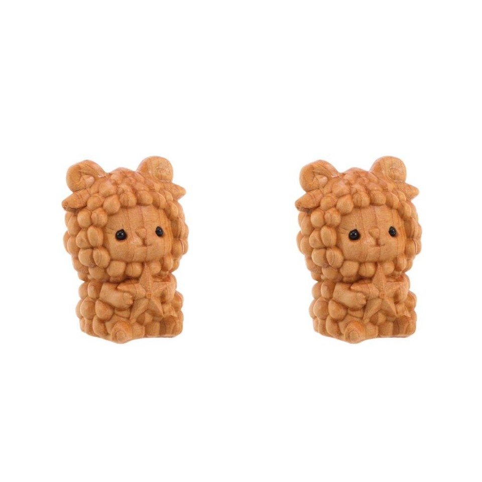 2pcs Chinese Zodiac Goat Statue, Mini Wooden Animal Figurines | eBay ...