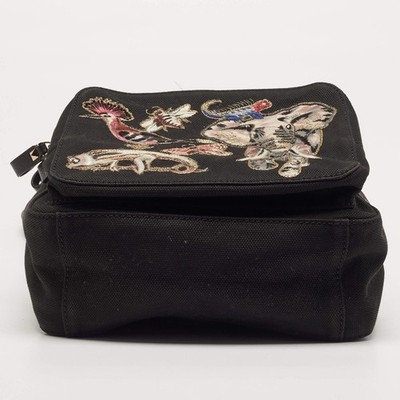 Valentino animal embroidered backpack New UNISEX $3200.00 Valentino Fantastic Animal Embroidered Black Canvas Backpack  main image 4
