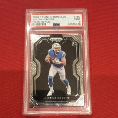 2020 Panini Chronicles - Prizm Black Justin Herbert #PB-3 (RC) PSA 9 
