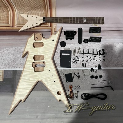 Unfinished Build DIY Basswood Body Razorback Electric Guitar Floyd Rose Bridge