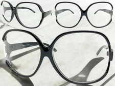 OVERSIZED EXAGGERATED RETRO Clear Lens EYE GLASSES X-Large Big Round Black Frame