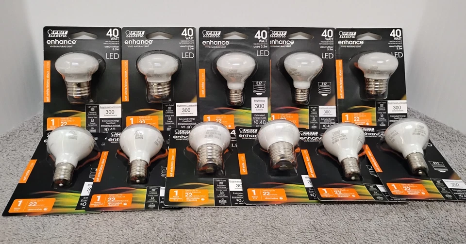 11 NEW Feit Electric BPR14DMN/927CA 120V 3.3W 2700K 300 Lumens LED Light Bulbs. - Image 2 of 4