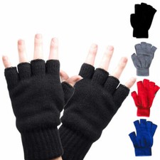 Unisex Soft Half Fingerless Gloves Women Men Warm Knitted Mittens Couple Winter 