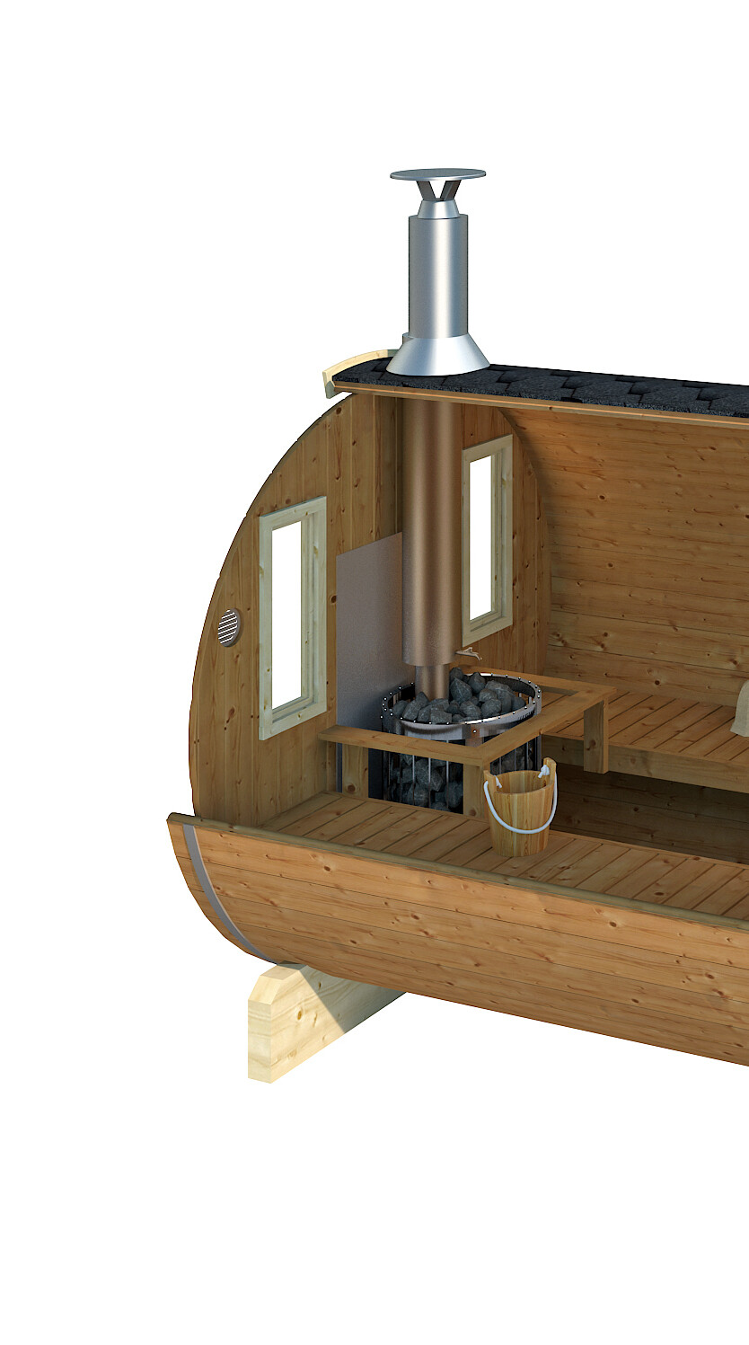 Saunafass 235 cm Thermoholz Fasssauna Holz Saunakabine Sauna Fass