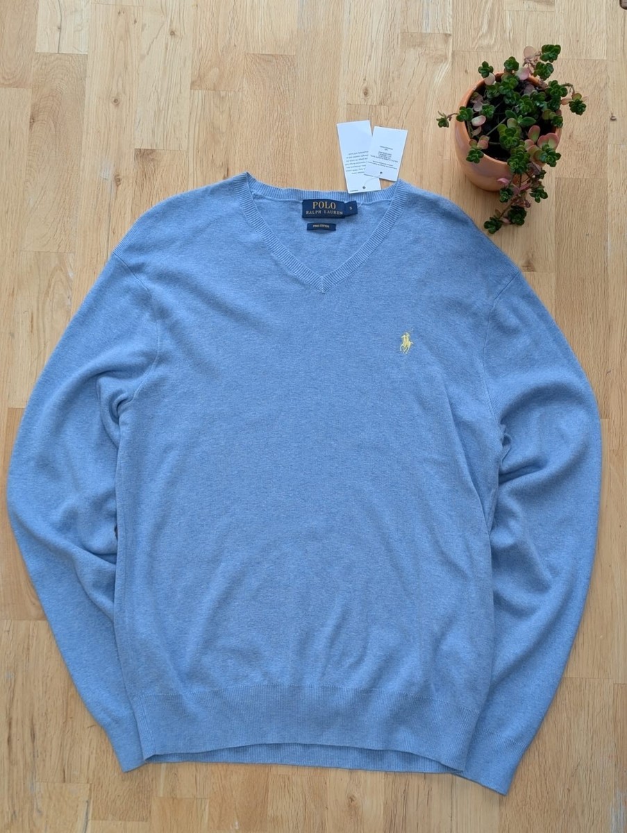 Light blue Ralph Lauren V-neck jumper UK