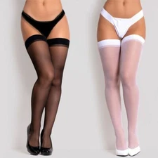 Sexy Transparent Silk Stocking Rib Top Thigh Socks Women Footwear Accessory1Pair