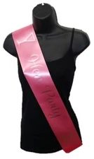 Hot Pink Hen Party Girls Night Satin Ribbon Sash - Silver Cocktail Glasses