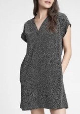 GAP Black White Polka Dot V Neck Short Sleeve Casual Dress Womens Medium
