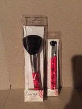 Swirled Cosmetics Powder Brush and Eye Shadow Brush-Red