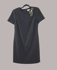 Eliza J Rhinestone Bow Short Sleeve Sheath Dress Black Sz 8 NWT