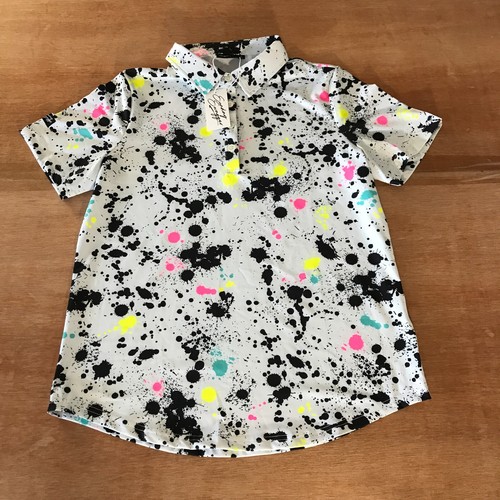 Sunday Swagger Performance Polo Shirt Men L Black Yellow Paint Splatter Athletic - 第 1/11 張圖片
