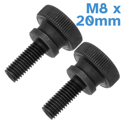 2pcs M8 x 20mm Black Steel Thumb Screws Knurled Head Nut Lock Clamp Hand Tighten