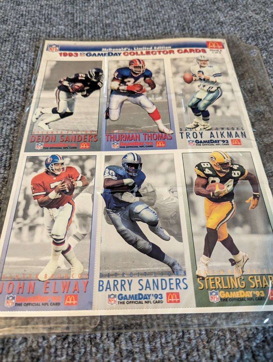 1993 McDonald's Limited Edition NFL GameDay Collector Cards! Sheet A 1 Of 3 | eBay 1993 McDonald's Limited Edition NFL GameDay Collector Cards! Sheet A 1 Of 3 | eBay