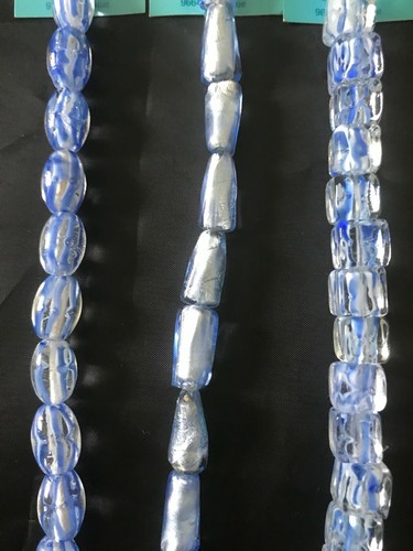 Beads for Jewelry Making Arts & Crafts 3 Strings of Blues w/ White Accents *1186 - Picture 2 of 3