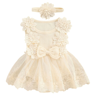 Newborn Baby Girl Boho Outfits Infant Lace Tulle Ruffle Bubble