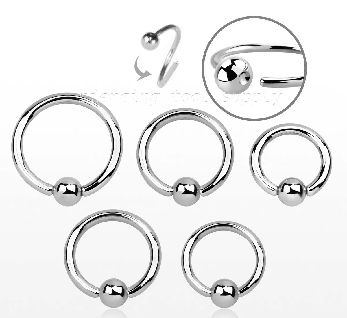 2pcs. 16G 14G 4mm Fixed Ball Surgical Steel Captive Bead Ring Ear