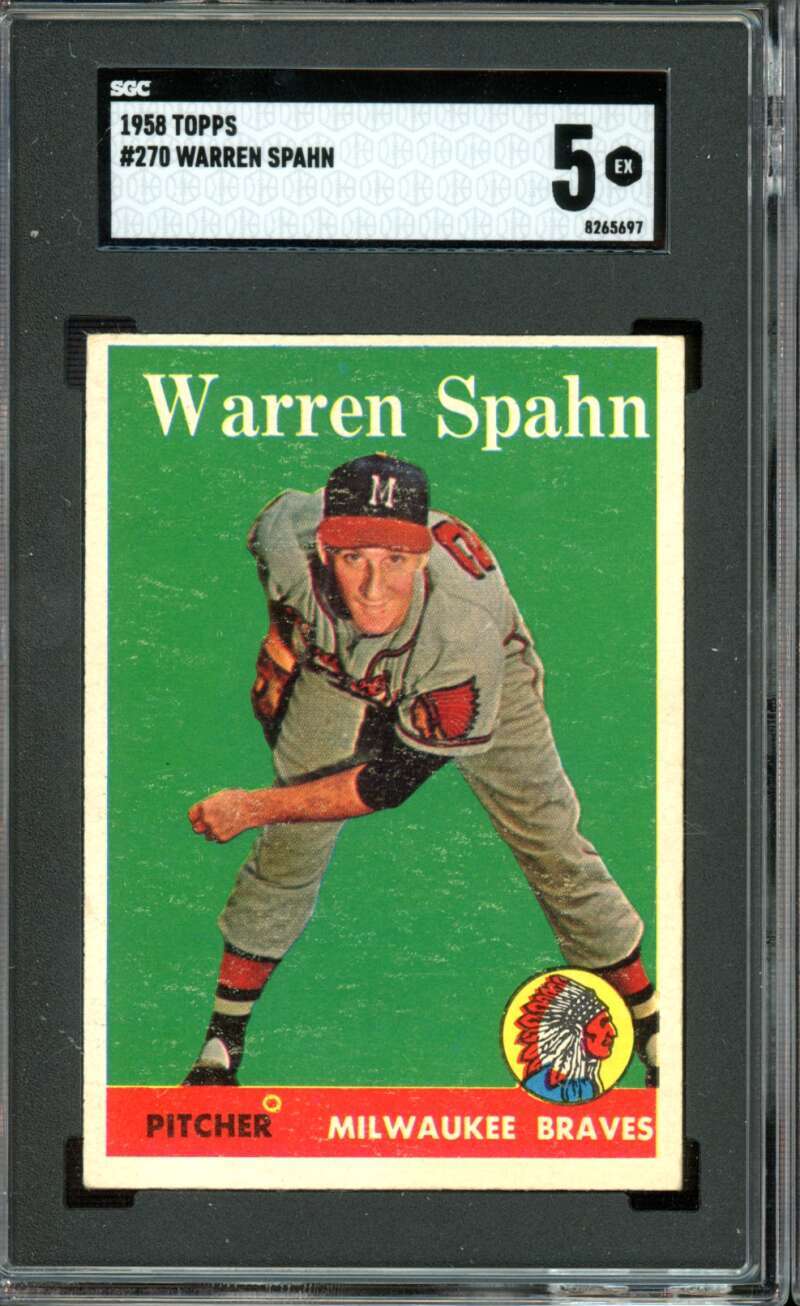 1958 Topps #270 Warren Spahn Braves HOF SGC 5 EX
