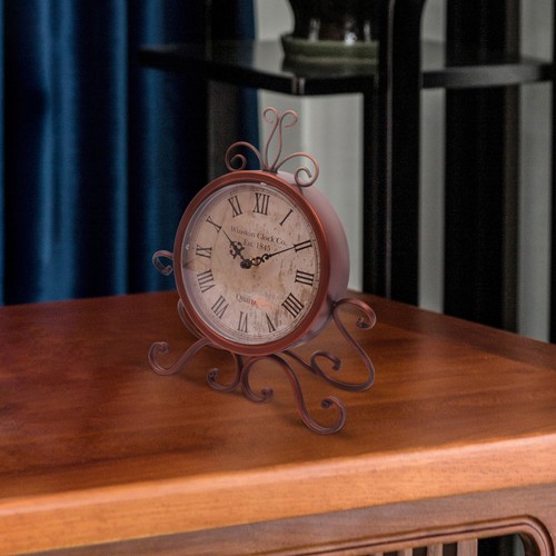 Vintage Mantel Clock Table Desk Shelf Portable Bedside Decoration Antique Bronze - Picture 3 of 12