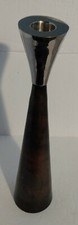 Mid Century Danish Modern Candlestick Silvertone top  Bronze 9.5"Tall Mcm Vibe