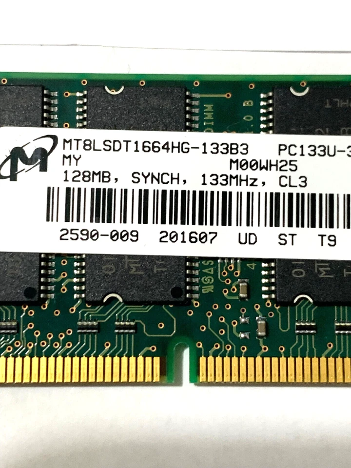 256MB  (2 X 128MB)  128MB MICRON  SO-DIMM SODIMM PC133 SYNCH  Laptop Memory Kit - Image 3 of 4
