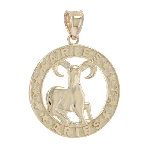 Yellow Gold Aries Zodiac Sign Pendant 