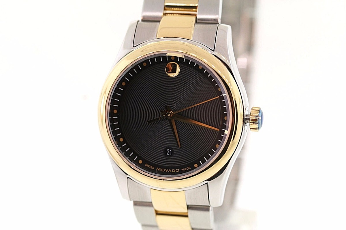 Ladies MOVADO 0606484 SPORTIVO Two-Tone Stainless Black Museum