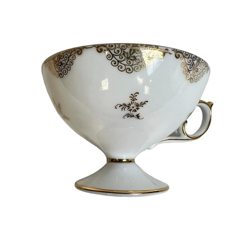 Taza de té y platillo Lefton vintage de 1920 pareja de cortejo taza dorada WK913 - Imagen 11 de 15