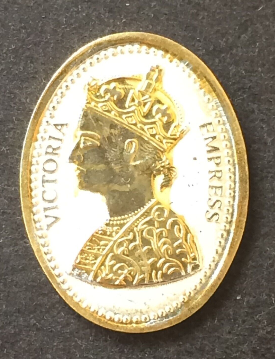 Queen 記念硬貨 シリアルナンバー付き QUEEN VICTORIA EMPRESS 10 GRAM FINE SILVER & GOLD B.T. OVAL SHAPE
