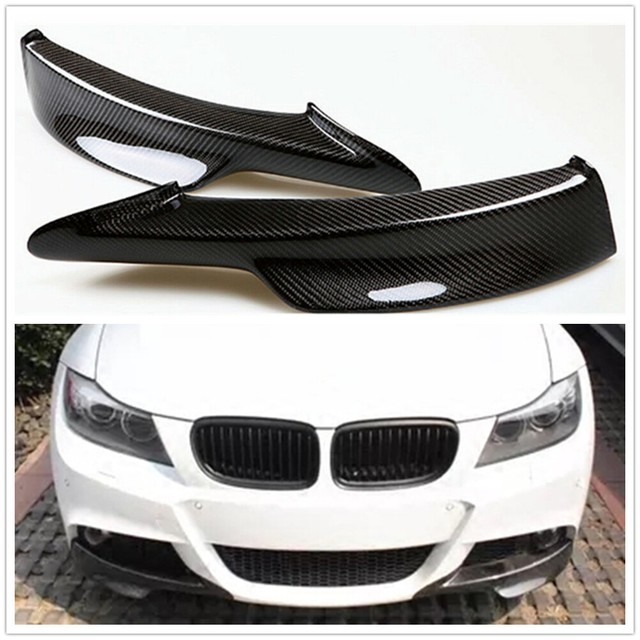 Pair REAL Carbon Fiber Front Bumper Splitter For BMW E90 E91 335i 328i