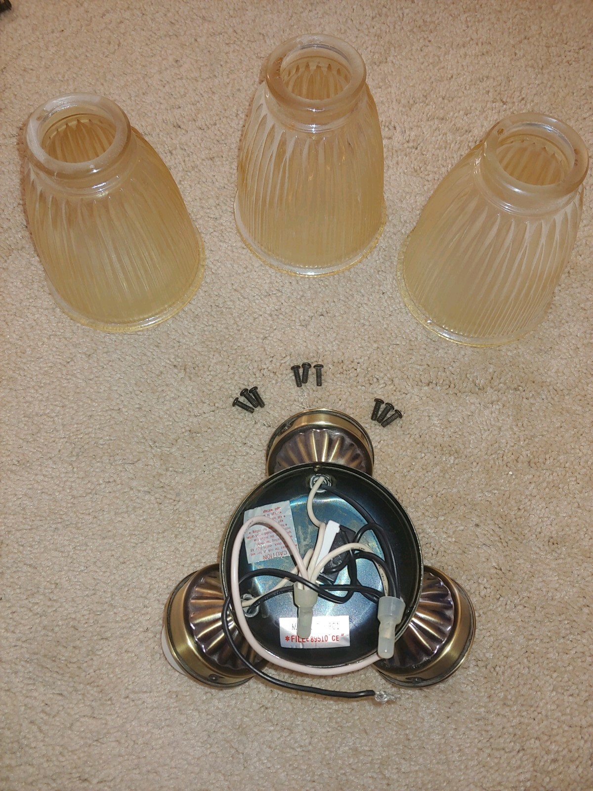 Vintage Hampton Bay C5 52 Ch Ceiling Fan Light Kit Glass Light