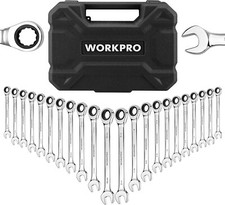 WORKPRO 22-Pieces Ratcheting Combination Wrenches Set CR-V 72 Teeth Metric & SAE