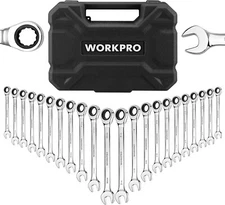 WORKPRO 22-Pieces Ratcheting Combination Wrenches Set CR-V 72 Teeth Metric & SAE