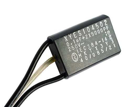 0,1uF + 2x5000pF X3Y3 250V XYES 40/85/21 OKAYA BOSCH parte (repl. X2Y2)–rif:c923 - Foto 2 di 5