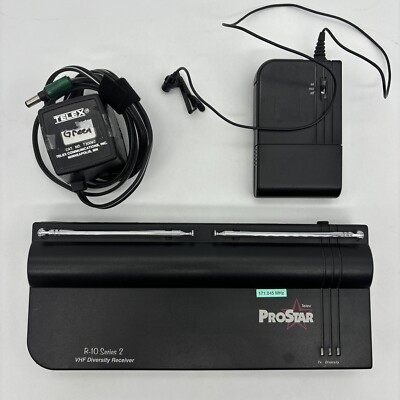 Telex ProStar R-10 Diversity Receiver w/ B-10 Wireless Belt Pack Tested & Works