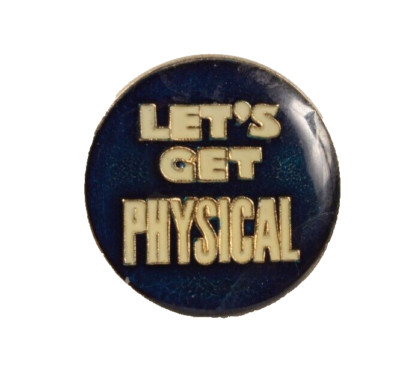 Vintage 1980s Enamel Lapel Push Pin Let's Get Physical
