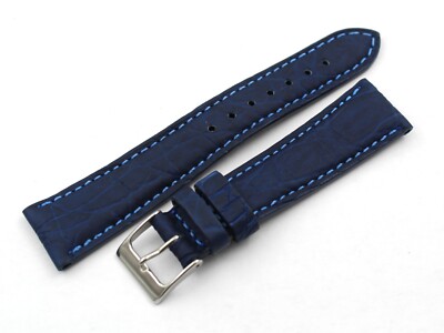 Blue Rubber Crocodile Leather Watch Strap Various Sizes Accessories Spare Parts New