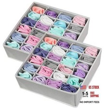 2 Pack - Closet Socks Organizer, 24 Cell Drawer Divider 2-Pack 24 Cell Grey