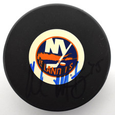 Al Montoya Signed New York Islanders Logo Hockey Puck Autograph Signature