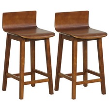 24.5" Counter Height Bar Stools Set of 2 w/ Footrest Solid Rubber Wood Legs