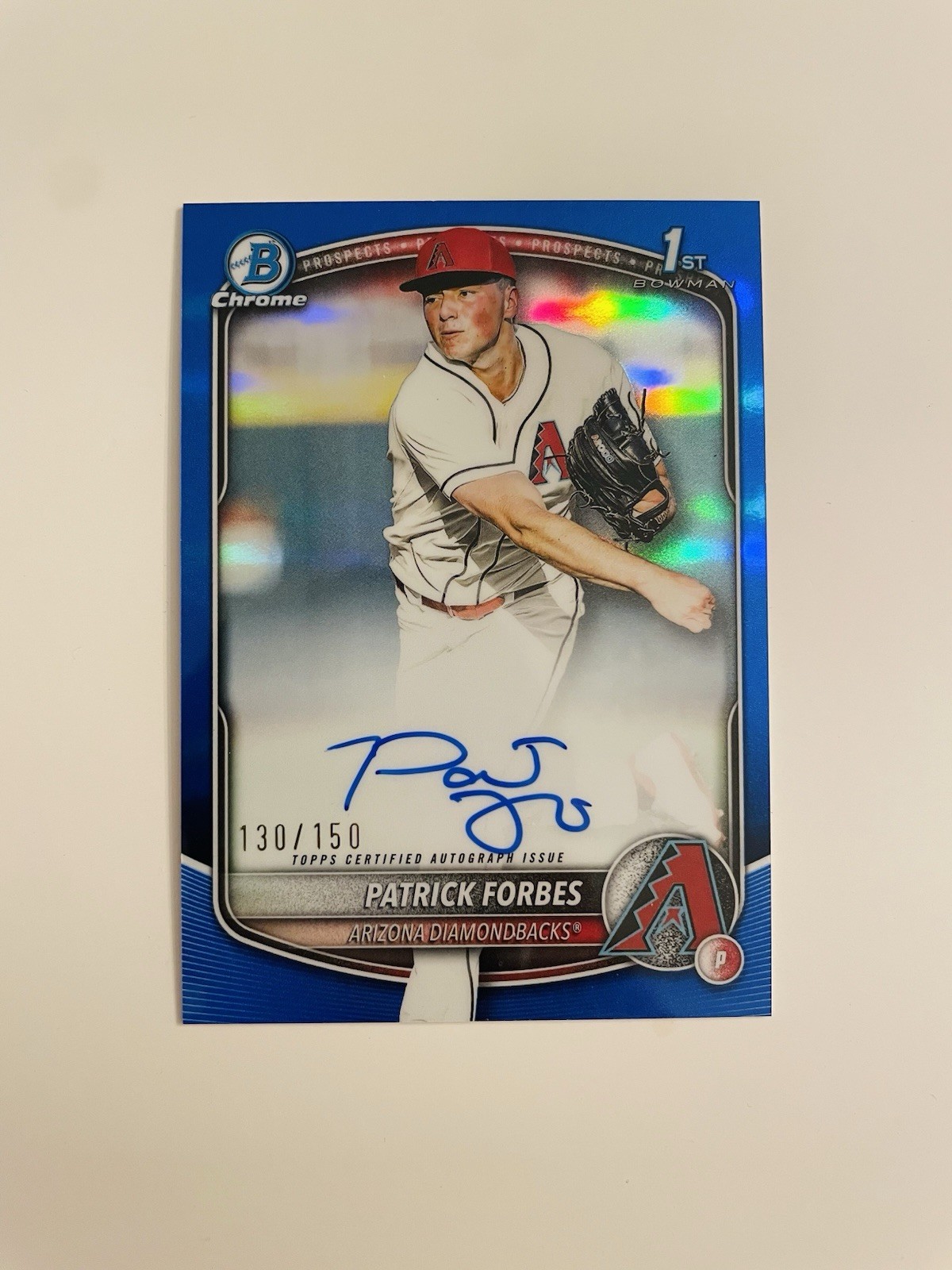 2025 Patrick Forbes Bowman Chrome Auto Draft 1st TRUE BLUE #/150 Diamondbacks