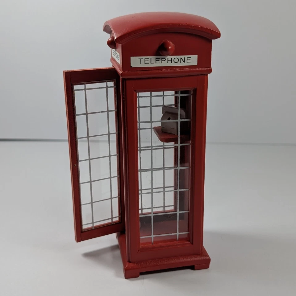 Dollhouse Red Old-Fashioned Public Telephone Booth 1:12 Miniature Decor - Image 3 of 4