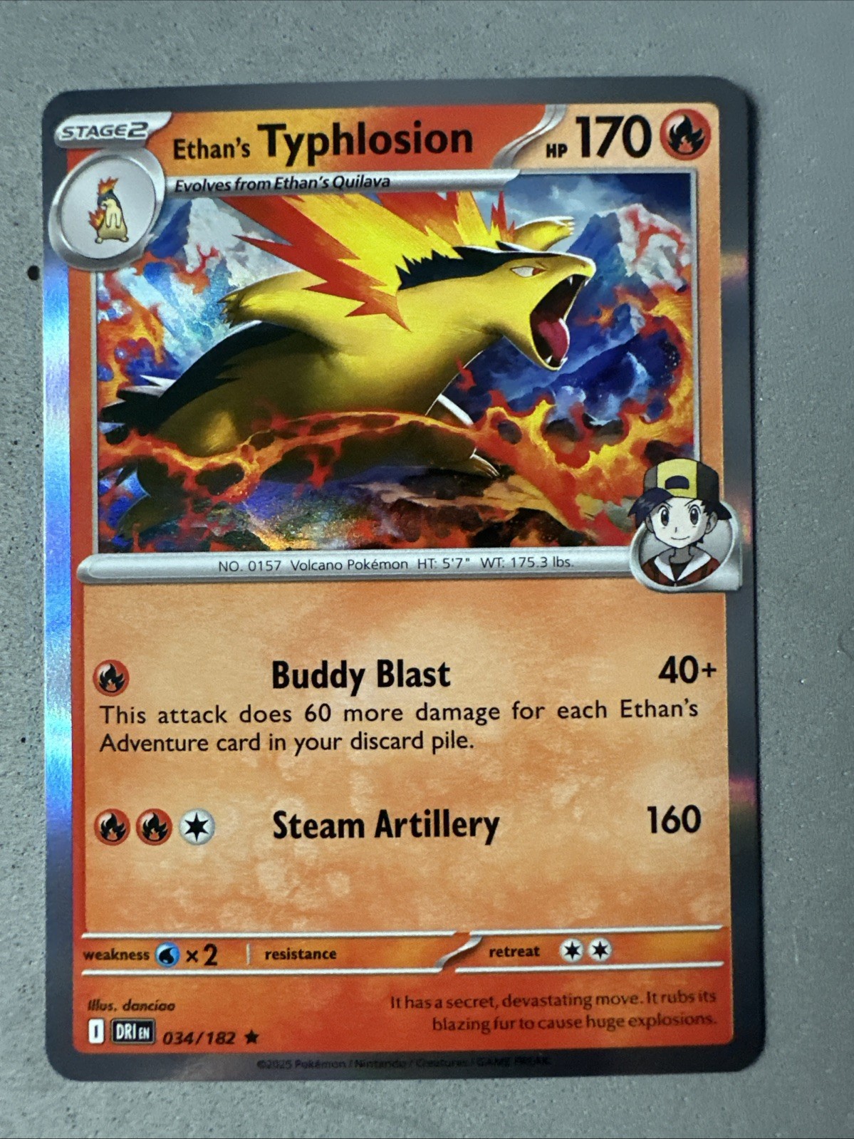 Pokemon TCG * Destined Rivals 034/182 Ethan's Typhlosion Rare HOLO * NM FRESH PK