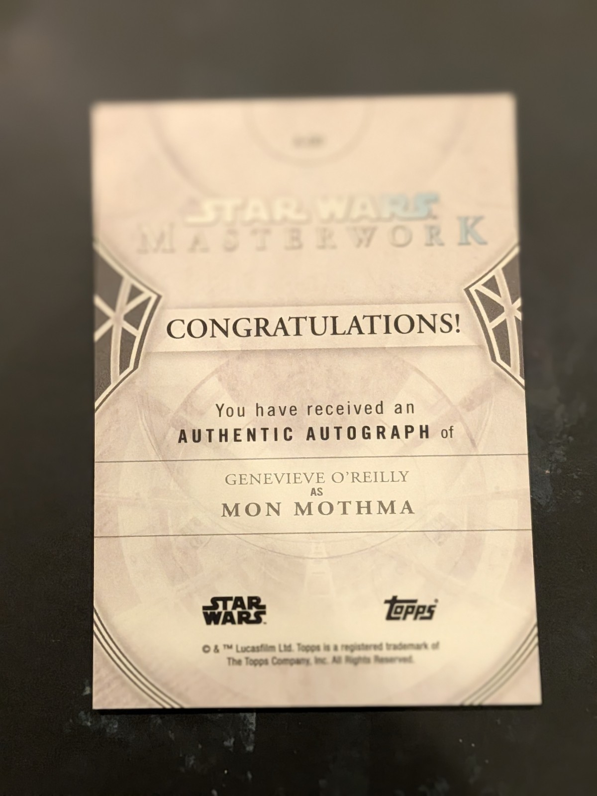 2018 Topps Star Wars MASTERWORK GENEVIEVE O'REILLY / MON MOTHMA On Card AUTO  view 2